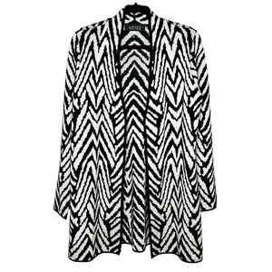 Kasper Womens Size Small Zebra Animal Print Cardigan Sweater